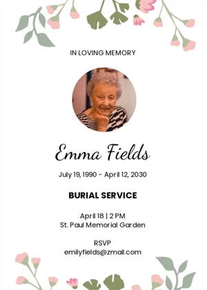 Floral Funeral Burial Invitation Template