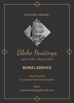 Funeral Burial Service Invitation Template