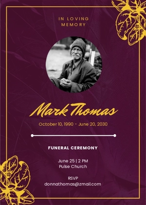 Personal Funeral Invitation Card Template