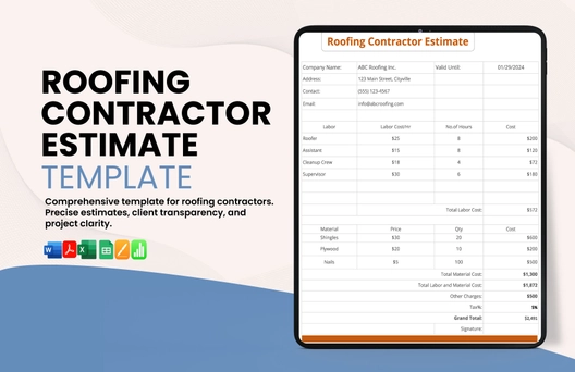 Roofing Contractor Estimate Template