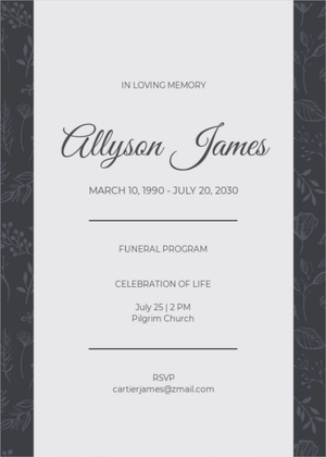 Funeral Ceremony Program Invitation Template