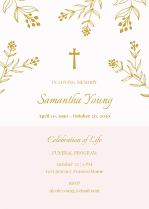 Floral Funeral Program Invitation Template