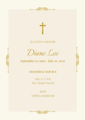 Elegant Funeral Memorial Invitation Template