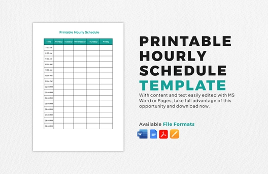 Printable Hourly Schedule Template