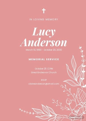 Funeral Memorial Service Invitation Template