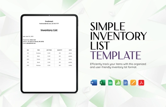 Simple Inventory List Template