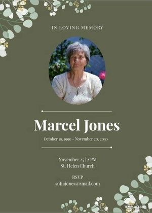 Digital Photo Funeral Invitation Template