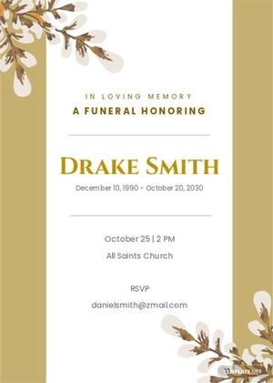 Digital Funeral Memorial Invitation Template