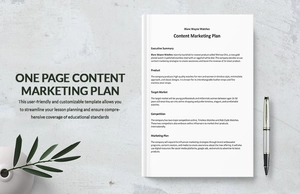 One Page Content Marketing Plan Template
