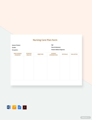 Nursing Care Plan Form Template