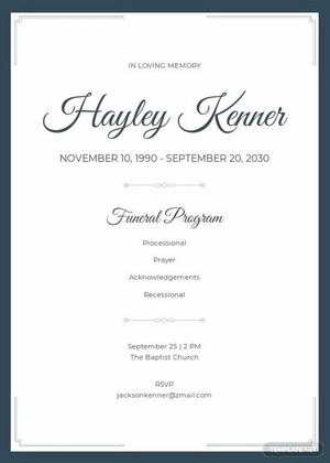 Baptist Church Funeral Program Template