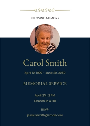 Funeral Memorial Invitation Template