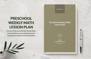 Preschool Weekly Math Lesson Plan Template