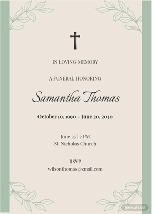 Digital Funeral Service Invitation Template