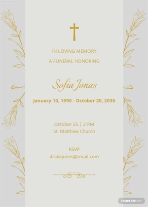 Elegant Digital Funeral Invitation Template