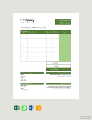 Customer Order Confirmation Template