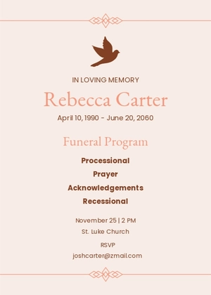Catholic Church Funeral Service Program Template