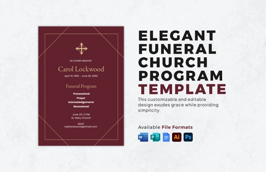 Elegant Funeral Church Program Template