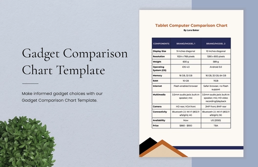 Gadget Comparison Chart Template
