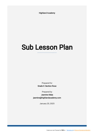 Sub Lesson Plan Template