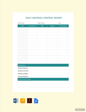 Daily Material Control Report Template