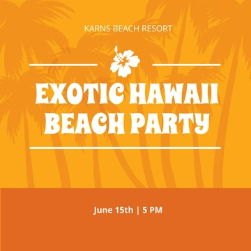 Free Hawaii Beach Party Linkedin Post Template to Edit Online