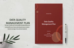 Data Quality Management Plan Template