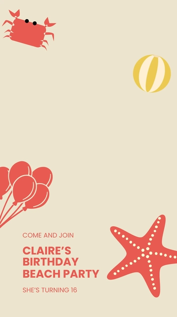 Free Birthday Beach Party Snapchat Geofilter Template to Edit Online
