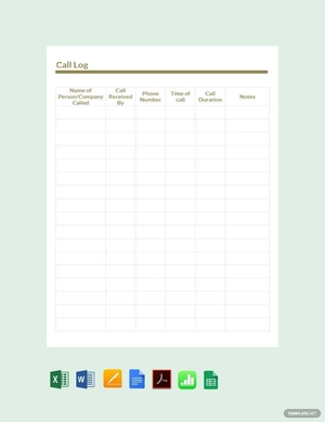 Sample Call Log Template