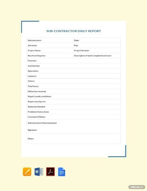 Subcontractor Daily Report Template