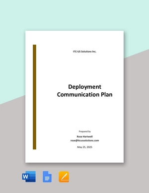 Deployment Communication Plan Template Deployment Communication Plan Template