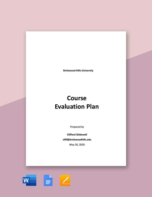Course Evaluation Plan Template