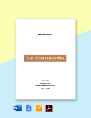 Evaluation Lesson Plan Template