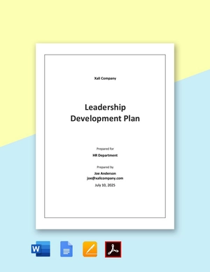 Sample Leadership Development Plan Template