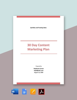 30 Day Content Marketing Plan Template