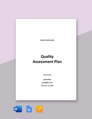 Quality Assessment Plan Template