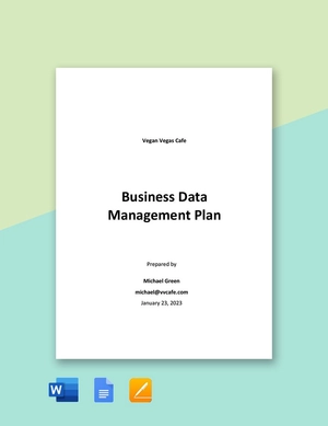 Business Data Management Plan Template