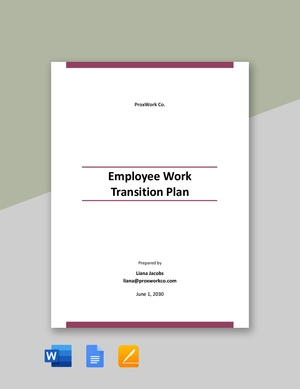 Employee Work Transition Plan Template