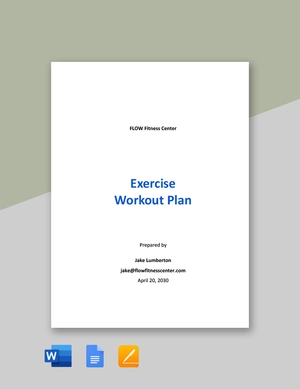 Exercise Workout Plan Template