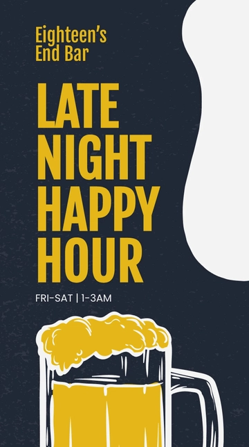 Free Late Night Happy Hour Whatsapp Post Template to Edit Online