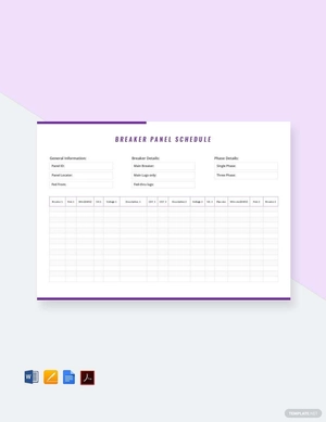 Breaker Panel Schedule Template