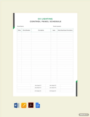 CX Lighting Control Panel Schedule Template