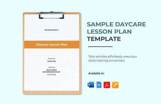 Sample Daycare Lesson Plan Template