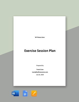 Exercise Session Plan Template Exercise Session Plan Template