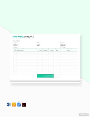 SWB Panel Schedule Template