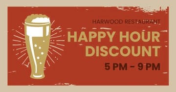 Free Vintage Happy Hour Facebook Post Template to Edit Online