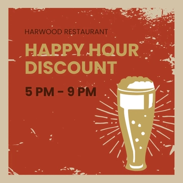 Free Vintage Happy Hour Instagram Post Template to Edit Online