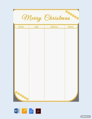 Christmas Shopping Gift List Template