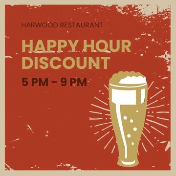 Free Vintage Happy Hour Linkedin Post Template to Edit Online