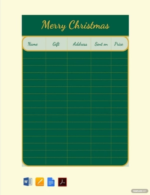 Holiday Gift List Template